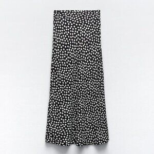 Zara POLKA DOT PRINT MIDI SKIRT Sz-Med NEW WITH TAG